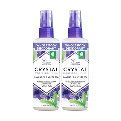 CRYSTAL™ Mineral Deodorant Spray- Body Deodorant With 24-Hour Odor Protection, Lavender & White Tea Spray, Non-Staining, Aluminum Chloride & Paraben Free, 4 FL OZ - Pack of 2