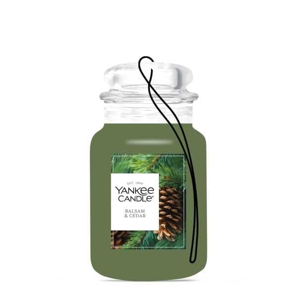 Yankee Candle Paper Car Jar Air Freshener,Balsam & Cedar, Hanging Car Freshener, Long Lasting Car Fragrance, 0.625 FL OZ (Pack of 1) thumbnail 2