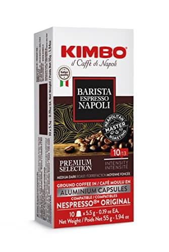 Kimbo Espresso Capsule Coffee, Nespresso Compatible, Napoli, Medium Roast, 10 Count