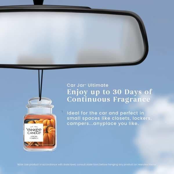 Yankee Candle Car Jar Ultimate Air Freshener, Hanging Car Air Freshener, Long Lasting Car Fragrance (Spiced Pumpkin) thumbnail 5