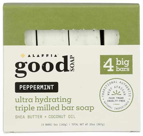 ALAFFIA Peppermint Good Soap Value Pack 4 Count, 20 OZ