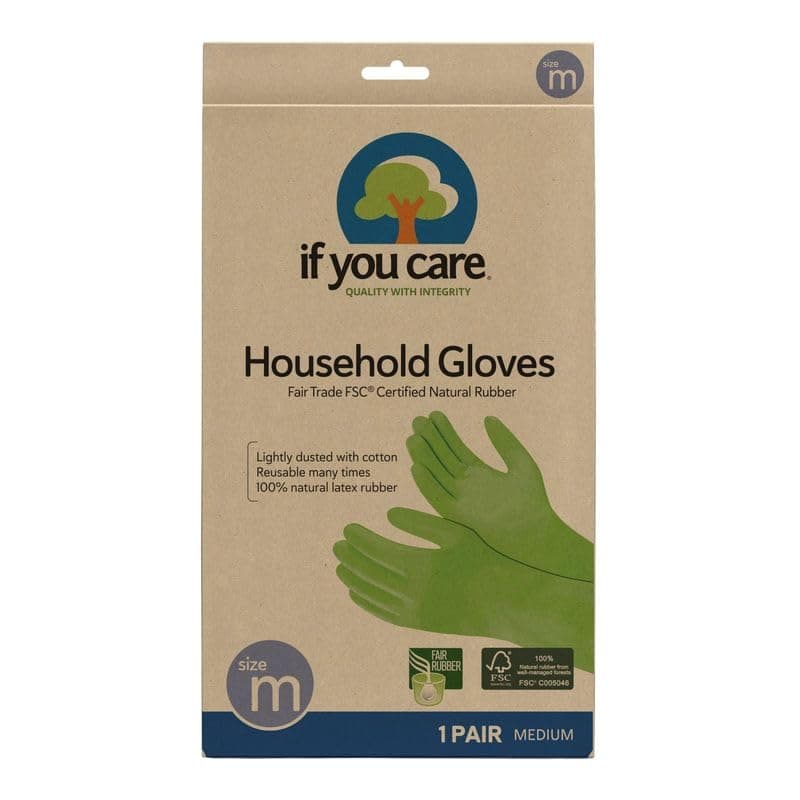 If You Care Medium Cotton Flock Lined Household Gloves – Durable, Reusable, Fair Trade Rubber – 1 Pair thumbnail 2