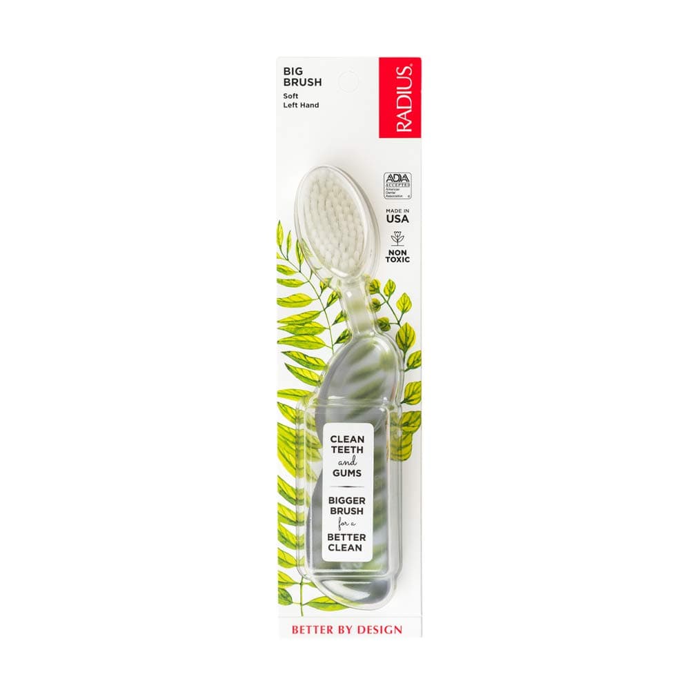 RADIUS - Original Left Hand Toothbrush, Soft Bristles, Designed to Improve Gum Health and Reduce the Risk of Gum Disease, Made with Sustainable Materials (Colors May Vary) thumbnail 2