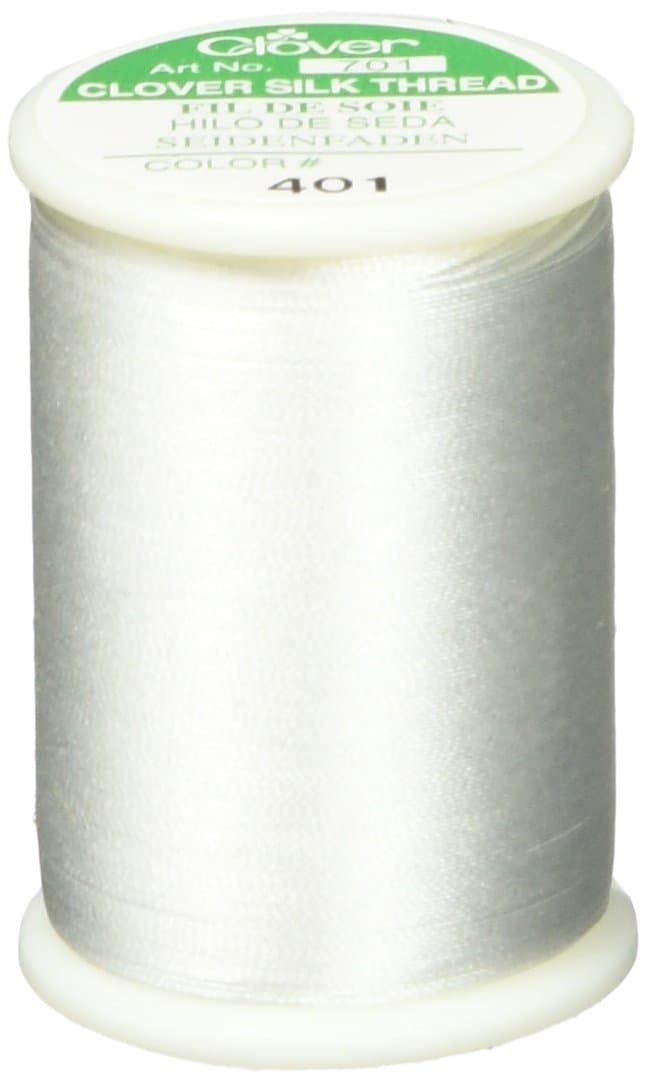 Clover 701CV-401 50 WT Silk Thread, 109 yd, White