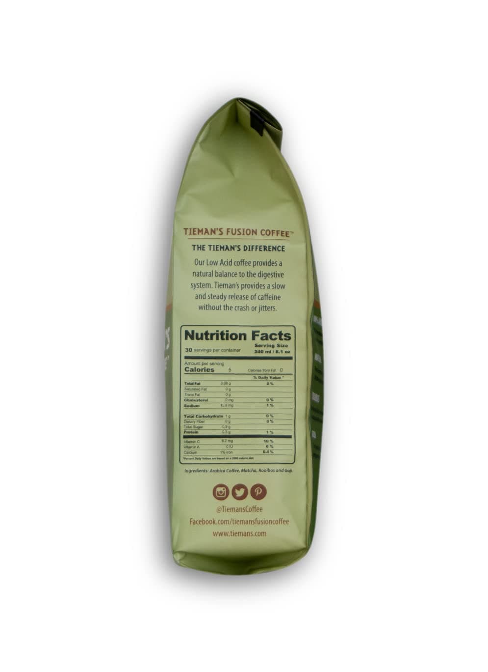 Tieman's Fusion Coffee, Low Acid Decaf, Ground, 10 ounce bag thumbnail 2
