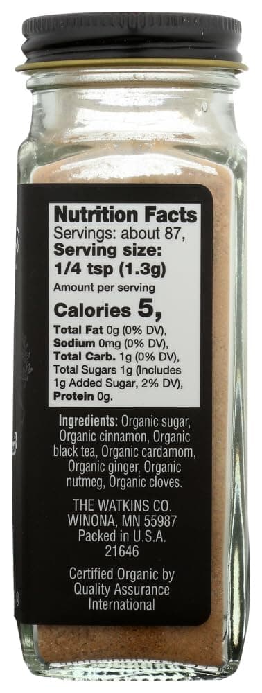 Watkins Gourmet Organic Spice Jar, Chai Powder, Non-GMO, Kosher, 4.0 oz. Bottle, 1-Pack thumbnail 4
