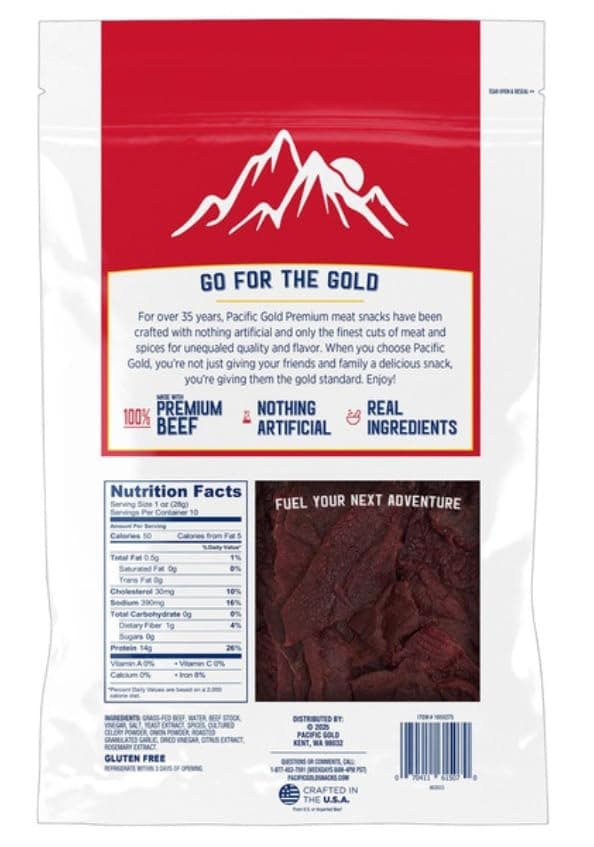 Pacific Gold Zero Sugar Original Beef Jerky, 10 ounces. thumbnail 2