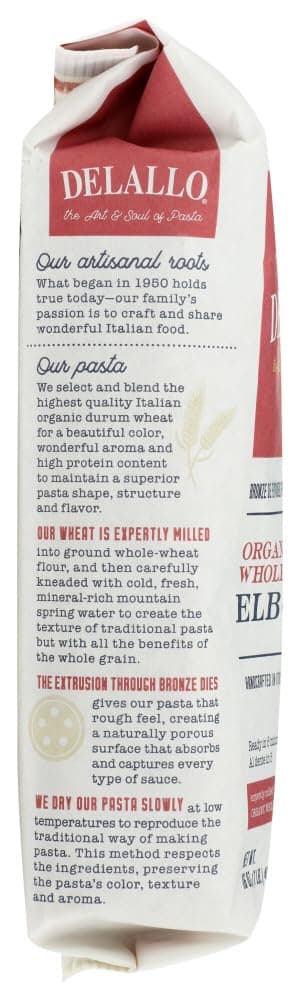 DeLallo, Elbows No. 52, 100% Organic Whole Wheat Pasta, 16 oz (454 g)(Pack of 1) thumbnail 2