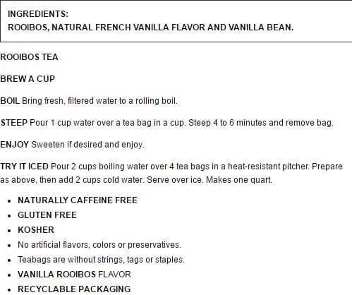 Celestial Seasonings Madagascar Vanilla Red Tea Bags - 20 Count (Pack of 20) thumbnail 2