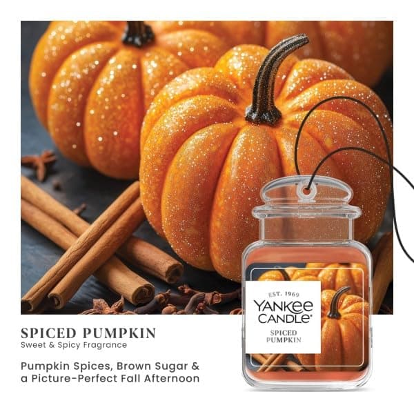Yankee Candle Car Jar Ultimate Air Freshener, Hanging Car Air Freshener, Long Lasting Car Fragrance (Spiced Pumpkin) thumbnail 4