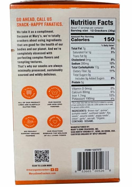 Marys Gone Crackers Organic 18 Oz (Pack Of 1) thumbnail 4