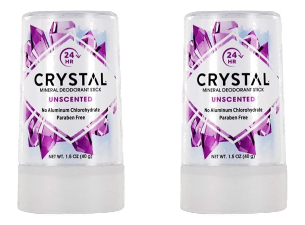 Crystal Essence Body Deodorant Travel Stick, Unscented 1.5 oz (Pack of 2)