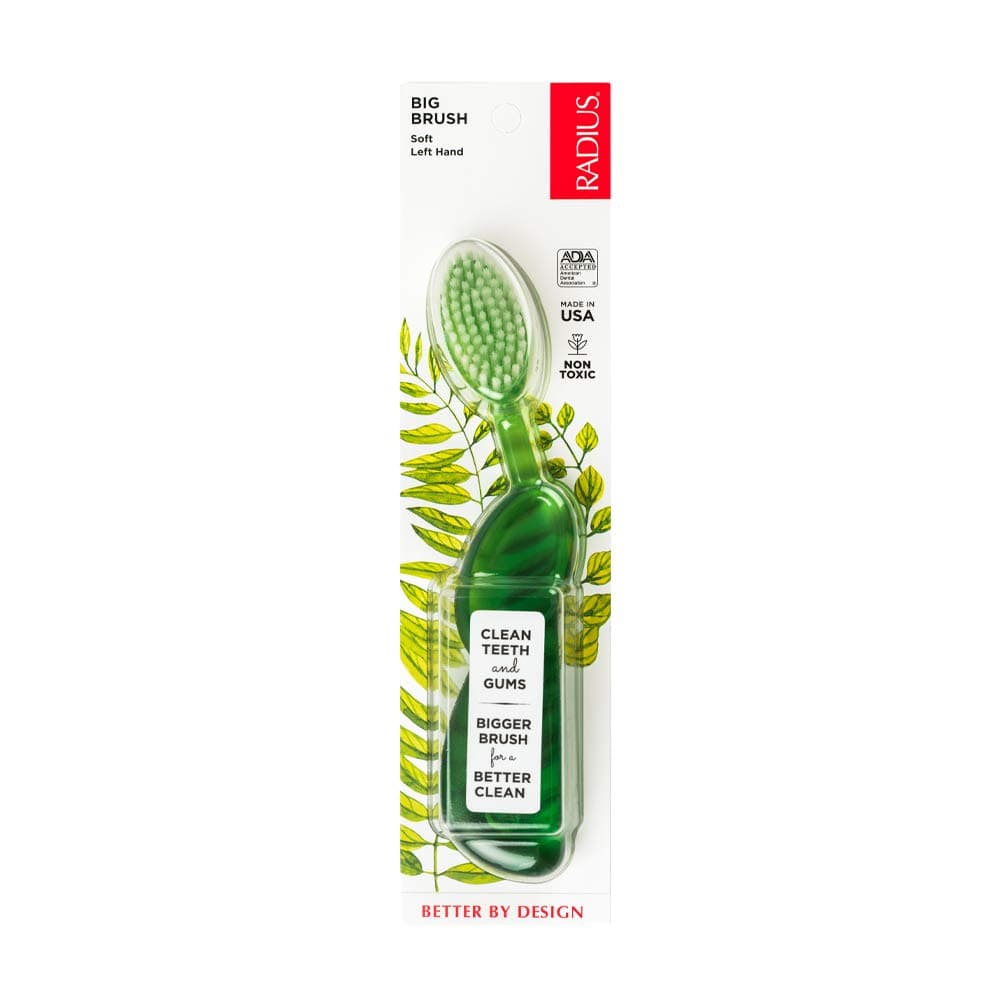 RADIUS - Original Left Hand Toothbrush, Soft Bristles, Designed to Improve Gum Health and Reduce the Risk of Gum Disease, Made with Sustainable Materials (Colors May Vary) thumbnail 3