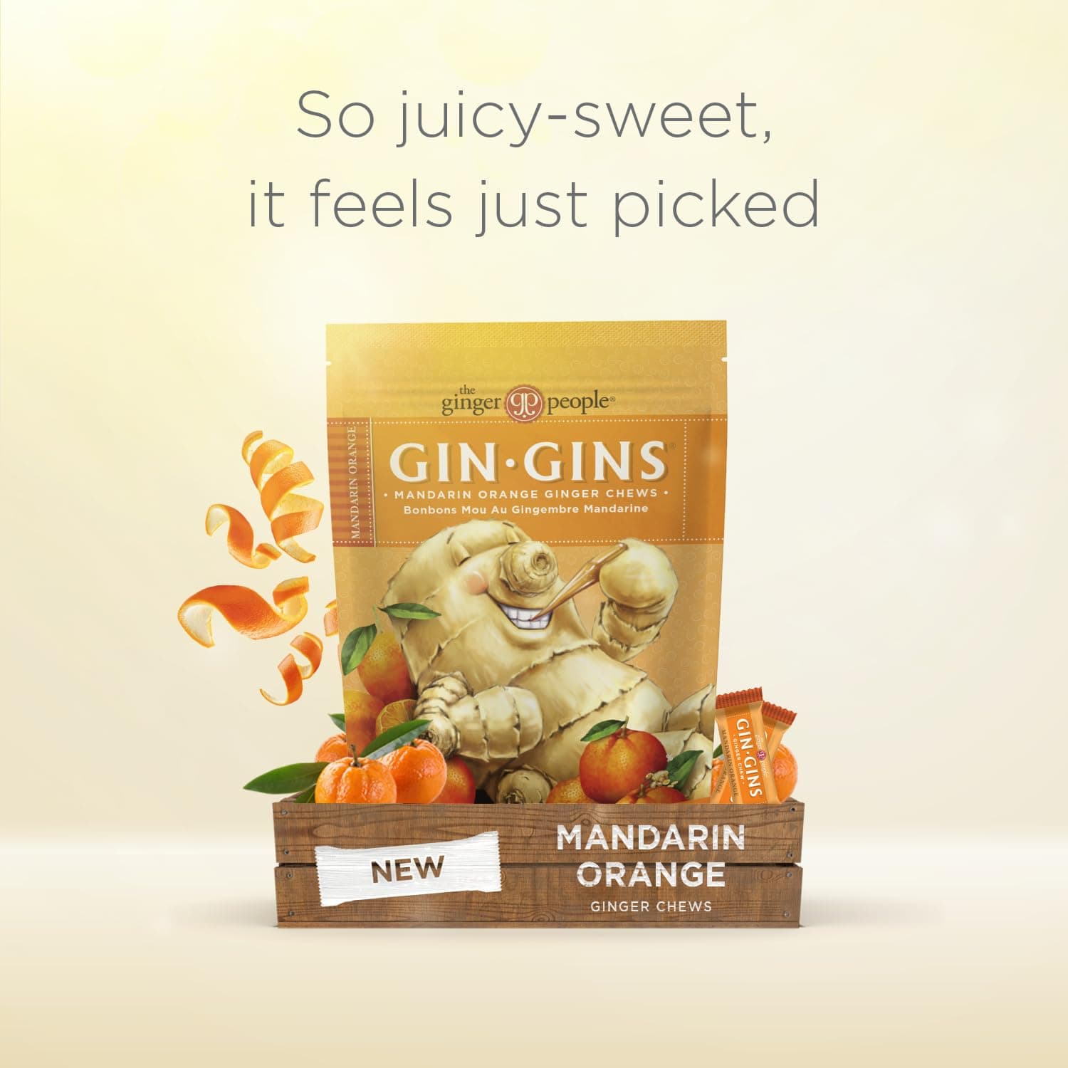 GIN GINS Mandarin Orange Ginger Chews – Natural Fresh Ginger Candy by The Ginger People – Individually Wrapped Healthy Candy – Mandarin Orange Flavor – 3 oz Bag – Pack of 1 thumbnail 2