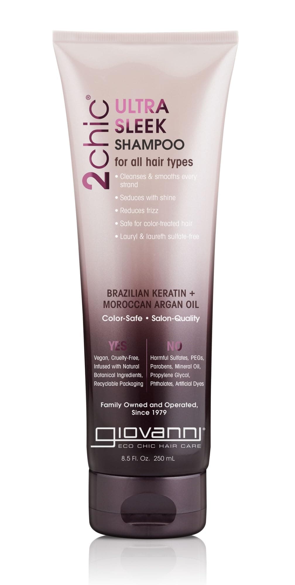 GIOVANNI 2chic Ultra-Sleek Shampoo, 8.5 oz. - Brazilian Phyto-Keratin & Moroccan Argan Oil, Anti-Frizz Formula, Coconut, Shea Butter, Pro-Vitamin B5, Color Safe, Paraben Free