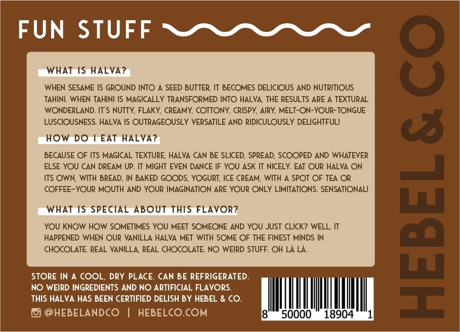 HEBEL & CO Chocolate Chunk Halva - 8 oz | Certified USDA Organic, Gluten Free, Kosher & Vegan thumbnail 6
