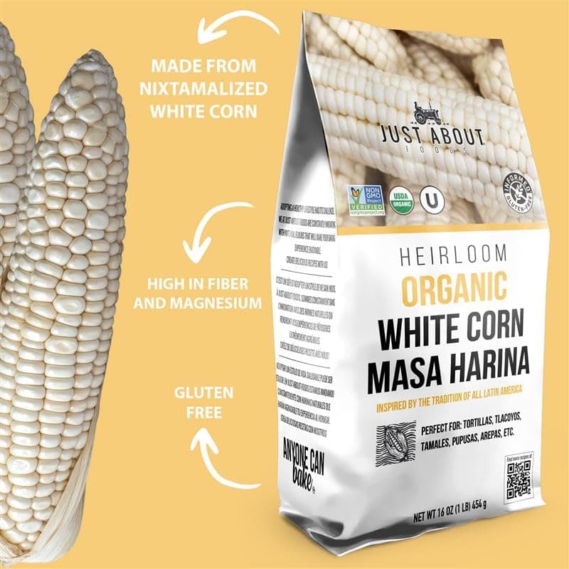 Just About Foods Organic Heirloom White Corn Masa Harina 1lb thumbnail 2