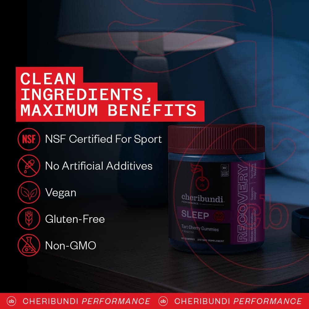 Cheribundi Tart Cherry Gummies Sleep | Performance for Maximum Recovery with 25 Tart Cherries | Powerful Antioxidant Support, Non-GMO, Gluten-Free, Vegan | 20 Calories per Serving | 60 Count thumbnail 3