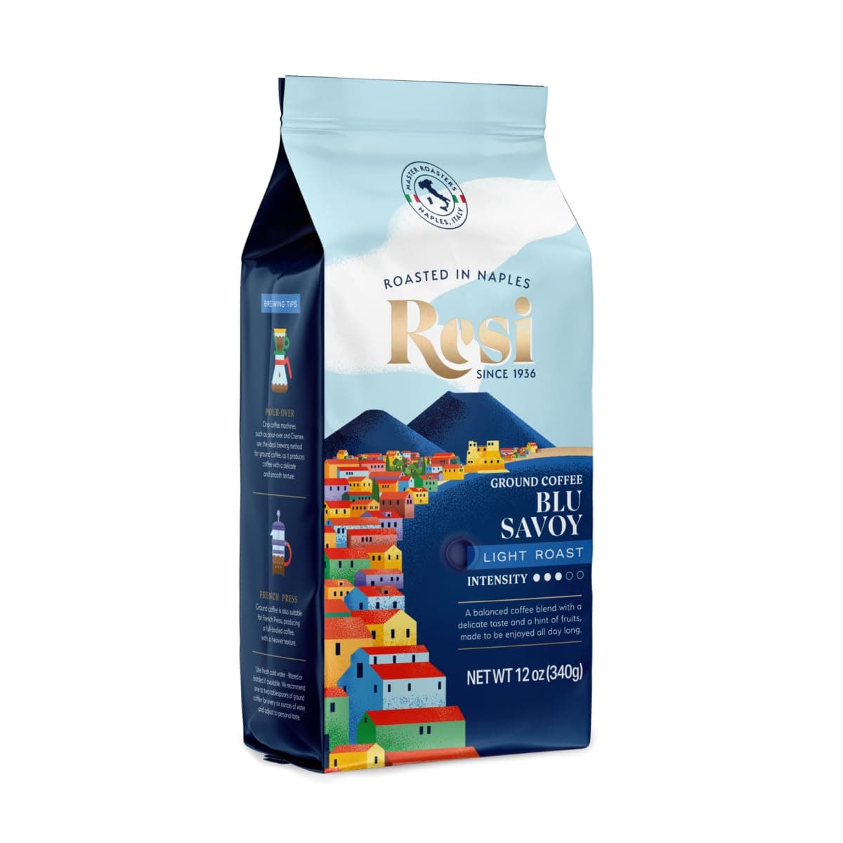 Resi Coffee - Blu Savoy, Light Roast Ground Coffee, Italian, Naples Roasted, 12 oz 1Bag thumbnail 2