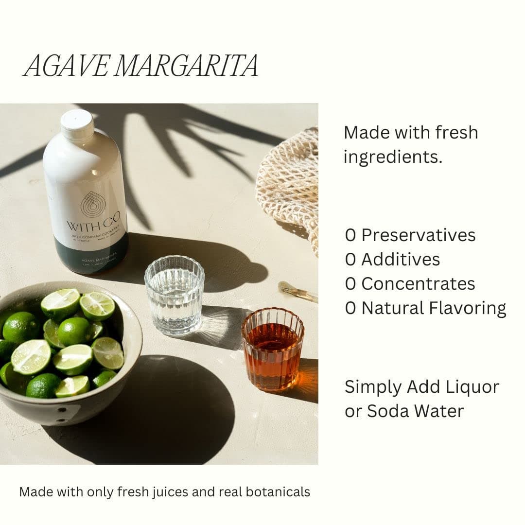 Withco Agave Margarita Cocktail Mixer Makes 10 Drinks with Fresh Lime, Orange - Just add Tequila or Mezcal or drink as a mocktail with soda water thumbnail 3
