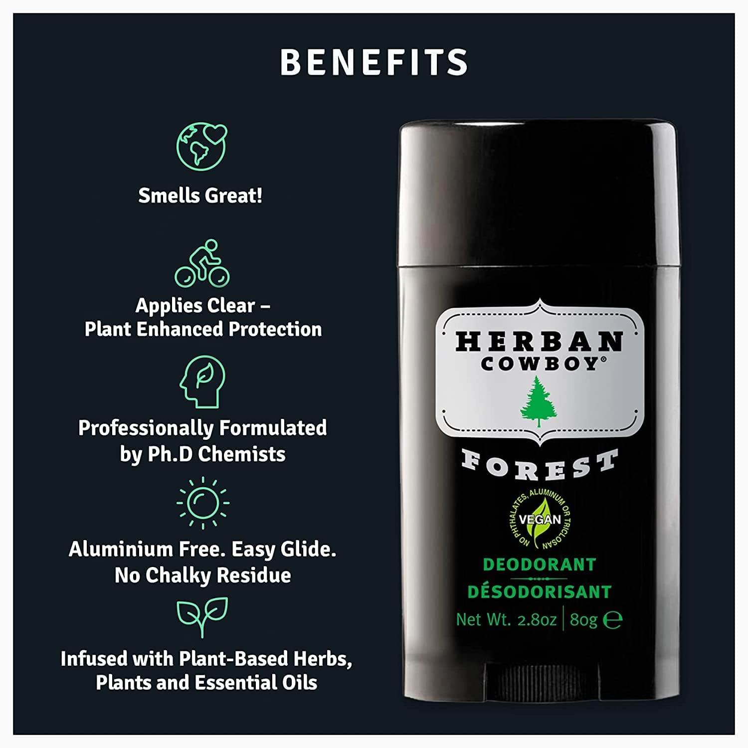 Herban Cowboy Forest Deodorant Maximum Protection 2.8 Ounce, 3 Pack thumbnail 3