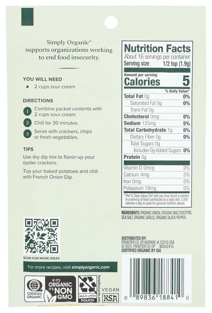 Dip Mix, French Onion, Organic & Gluten Free (3 Pack) thumbnail 3