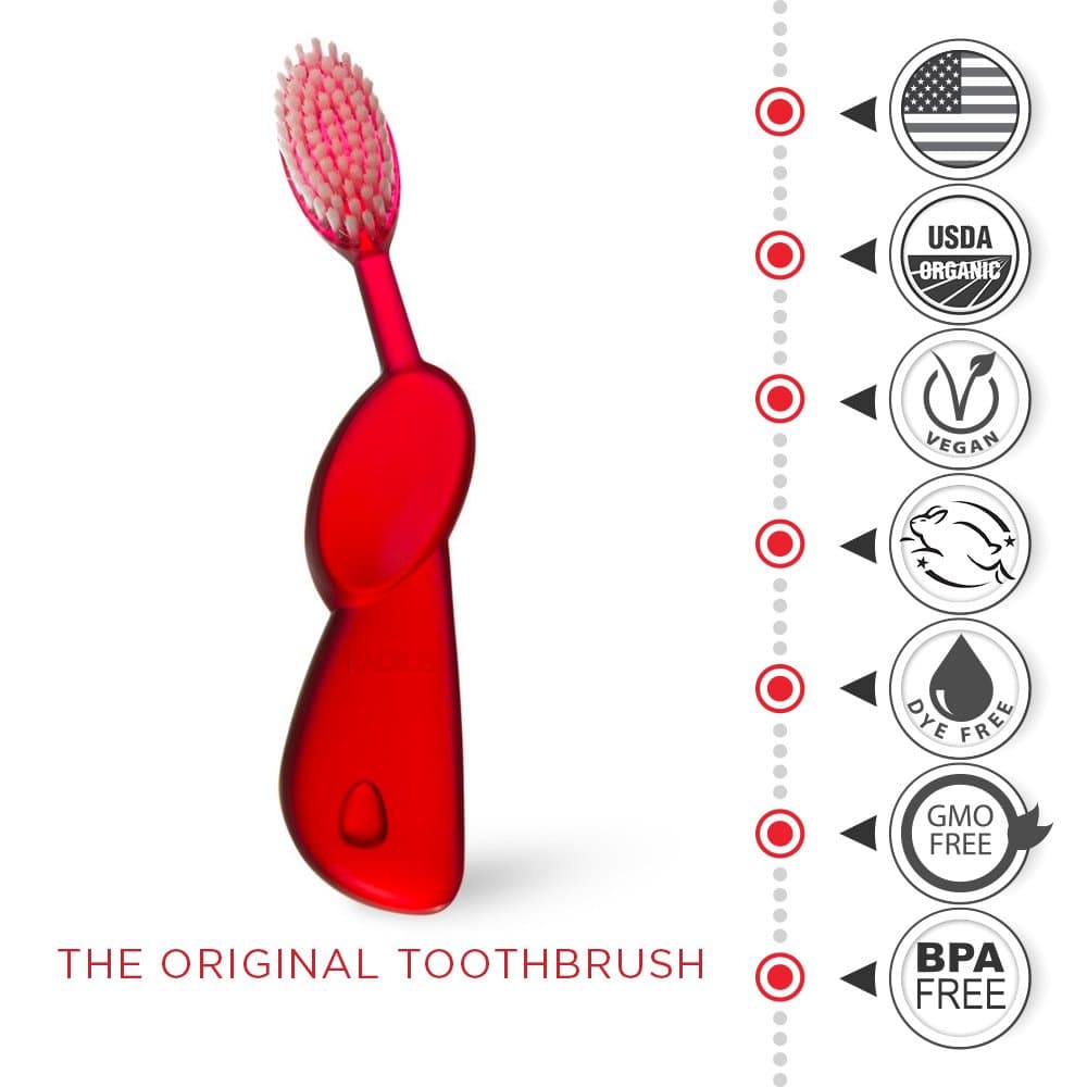 RADIUS - Original Left Hand Toothbrush, Soft Bristles, Designed to Improve Gum Health and Reduce the Risk of Gum Disease, Made with Sustainable Materials (Colors May Vary) thumbnail 4