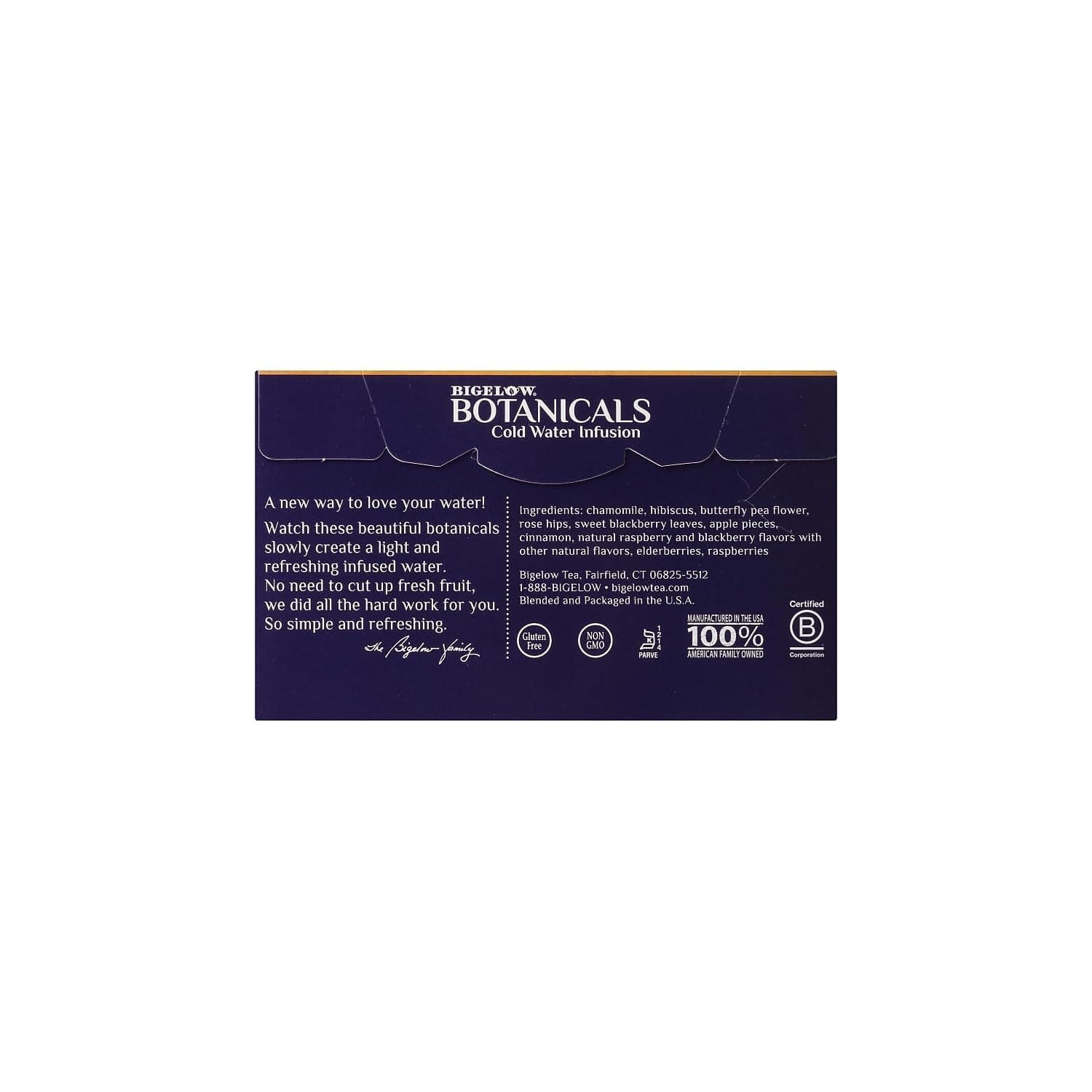 Bigelow Botanicals Cold Water Infusion Blackberry Raspberry Hibiscus Tea Bags 18 Count Box (Pack of 1), Herbal Infusion, Caffeine Free, 18 Tea Bags Total thumbnail 2