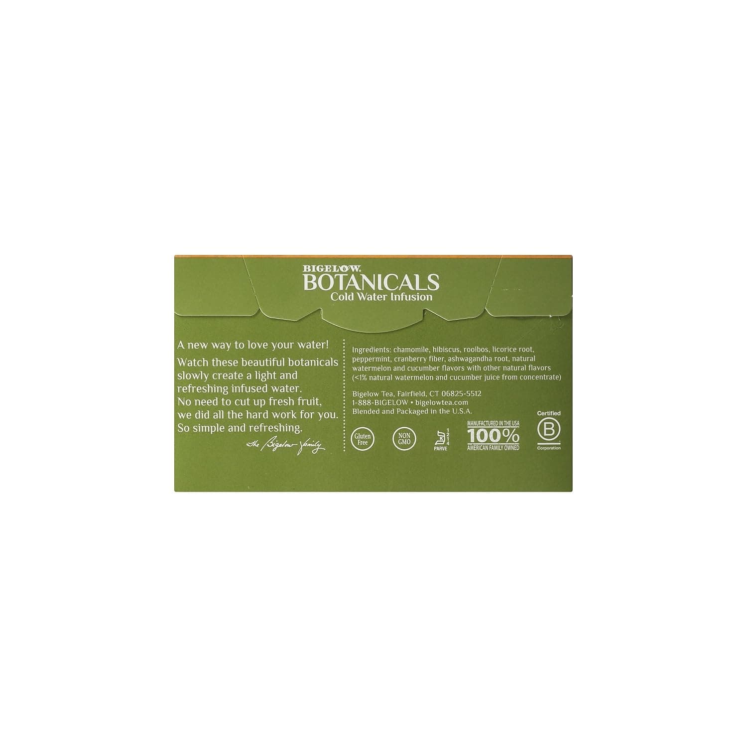 Bigelow Botanicals Cold Water Infusion Watermelon Cucumber Mint Tea Bags 18 Count Box (Pack of 1), Herbal Infusion, Caffeine Free, 18 Tea Bags Total thumbnail 2