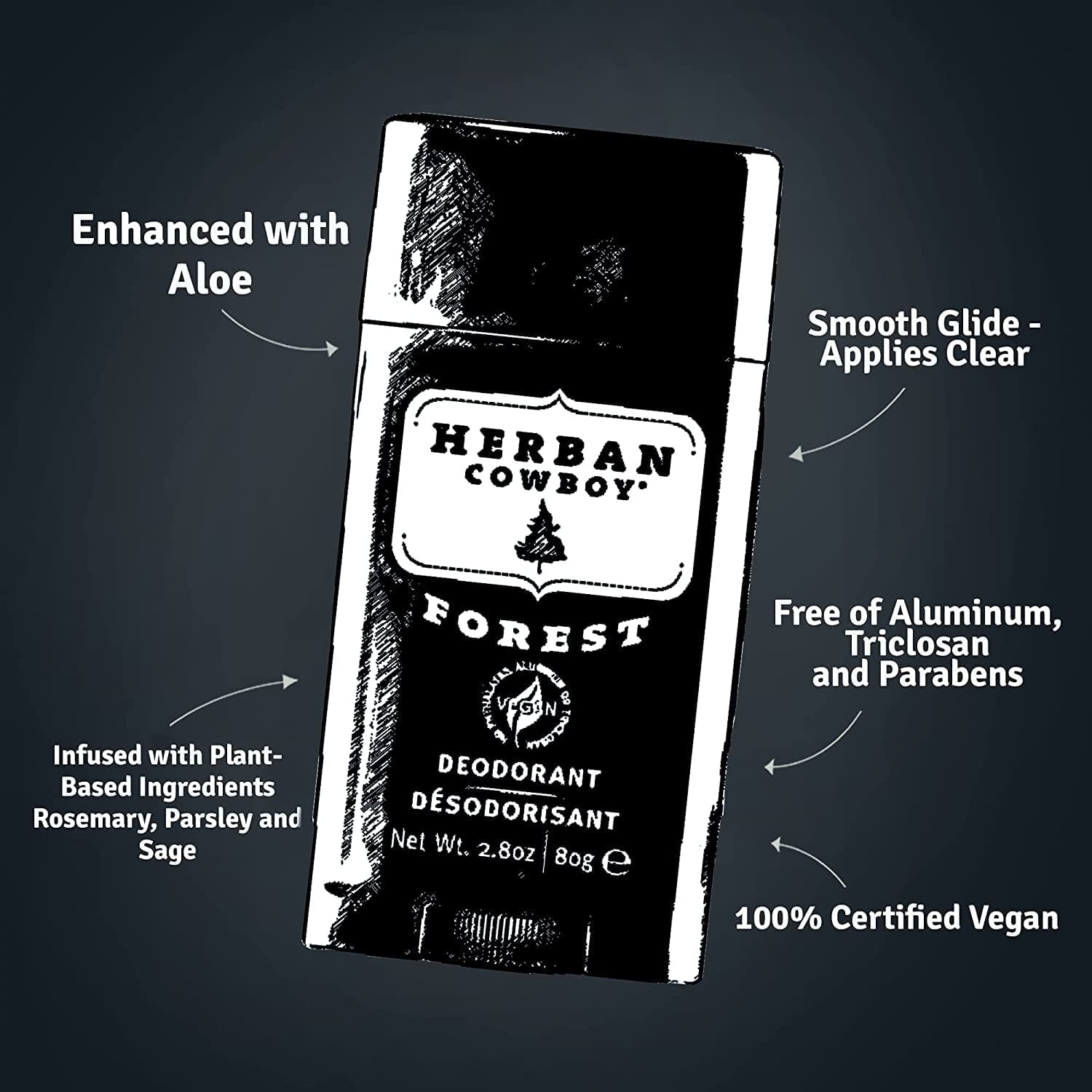Herban Cowboy Forest Deodorant Maximum Protection 2.8 Ounce, 3 Pack thumbnail 5