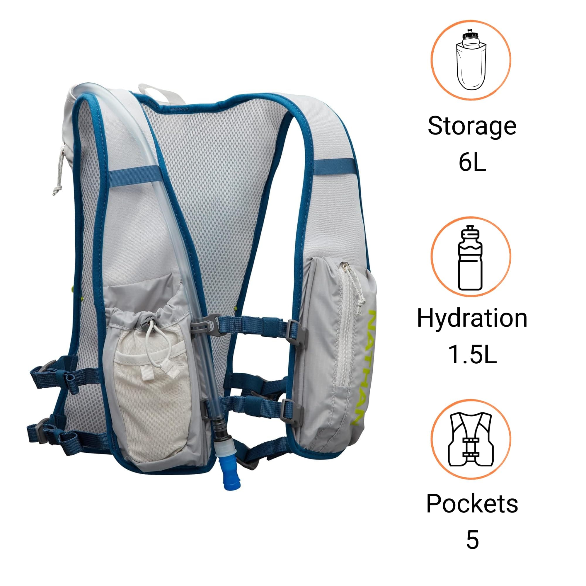 QuickStart 2.0 6 Liter Hydration Pack Vapor Grey/Finish Lime / OSFM thumbnail 2