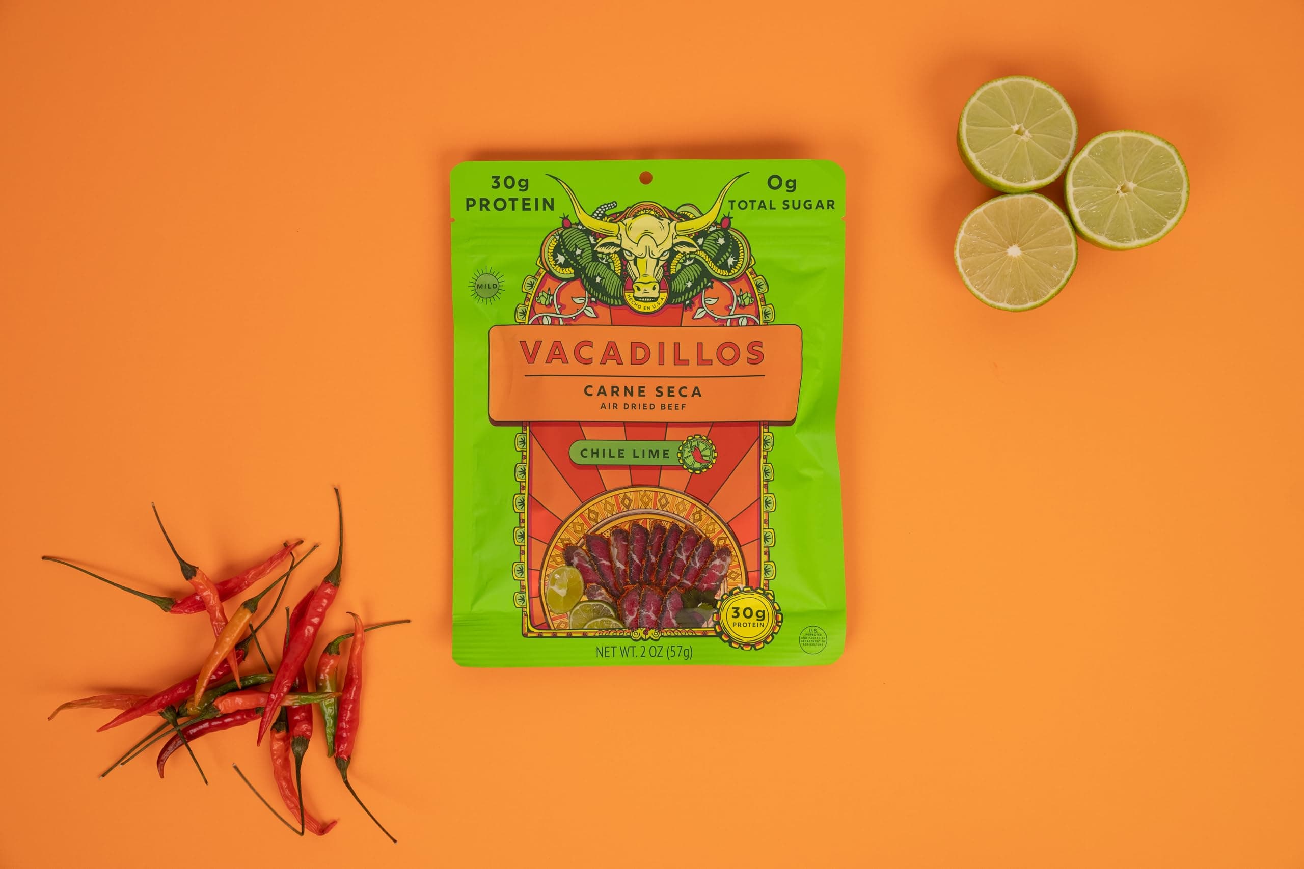 Vacadillos - High Protein Carne Seca | 30g Protein, Sugar Free, Carbs Free, Gluten Free, Dairy Free, Keto & Paleo Friendly | Mexican Inspired Beef Jerky Snack | Chile Lime, Pack Of 4 thumbnail 3