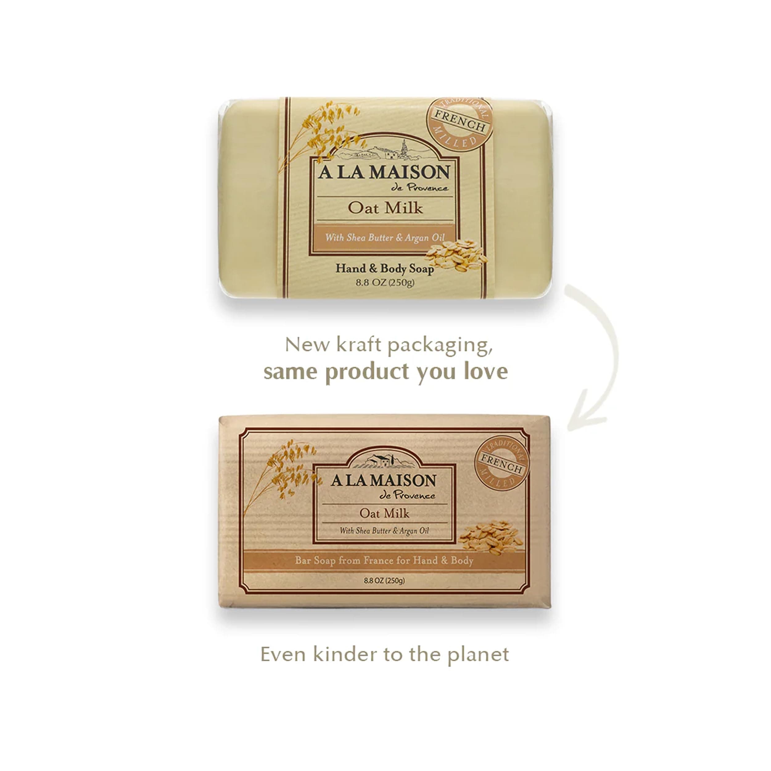 A LA MAISON Oat Milk Bar Soap - Triple French Milled Natural Moisturizing Hand Soap Bar (1 Bar of Soap, 8.8 oz Bar) thumbnail 3