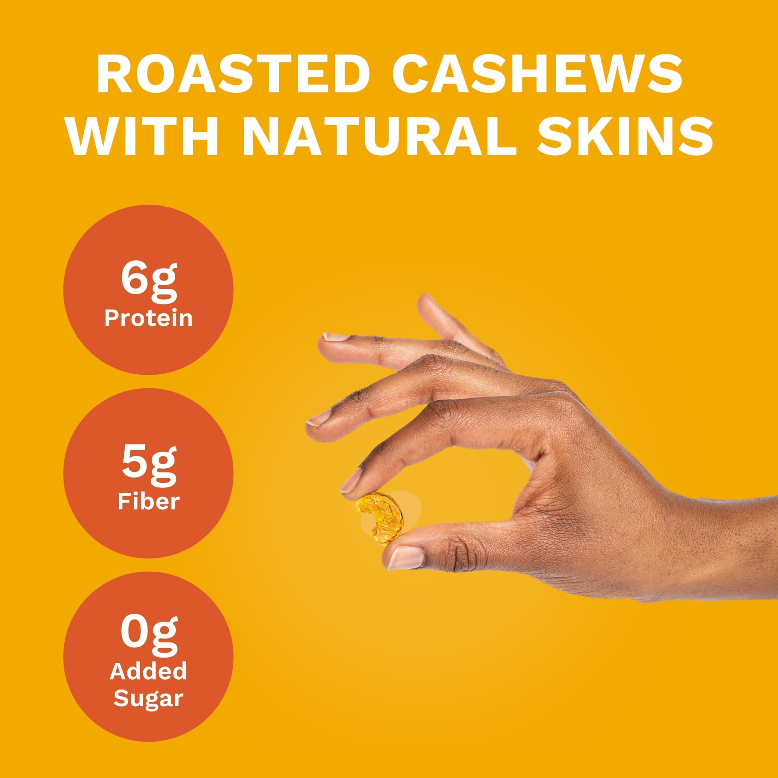 Golden Turmeric Wrapped Whole Cashews by Karma Nuts, Air Roasted with Natural Skins, 2X more Fiber, Whole 30, Peanut-Free Facility, Kosher, Everyday Nut Snack, 7oz Resealable Bag thumbnail 5
