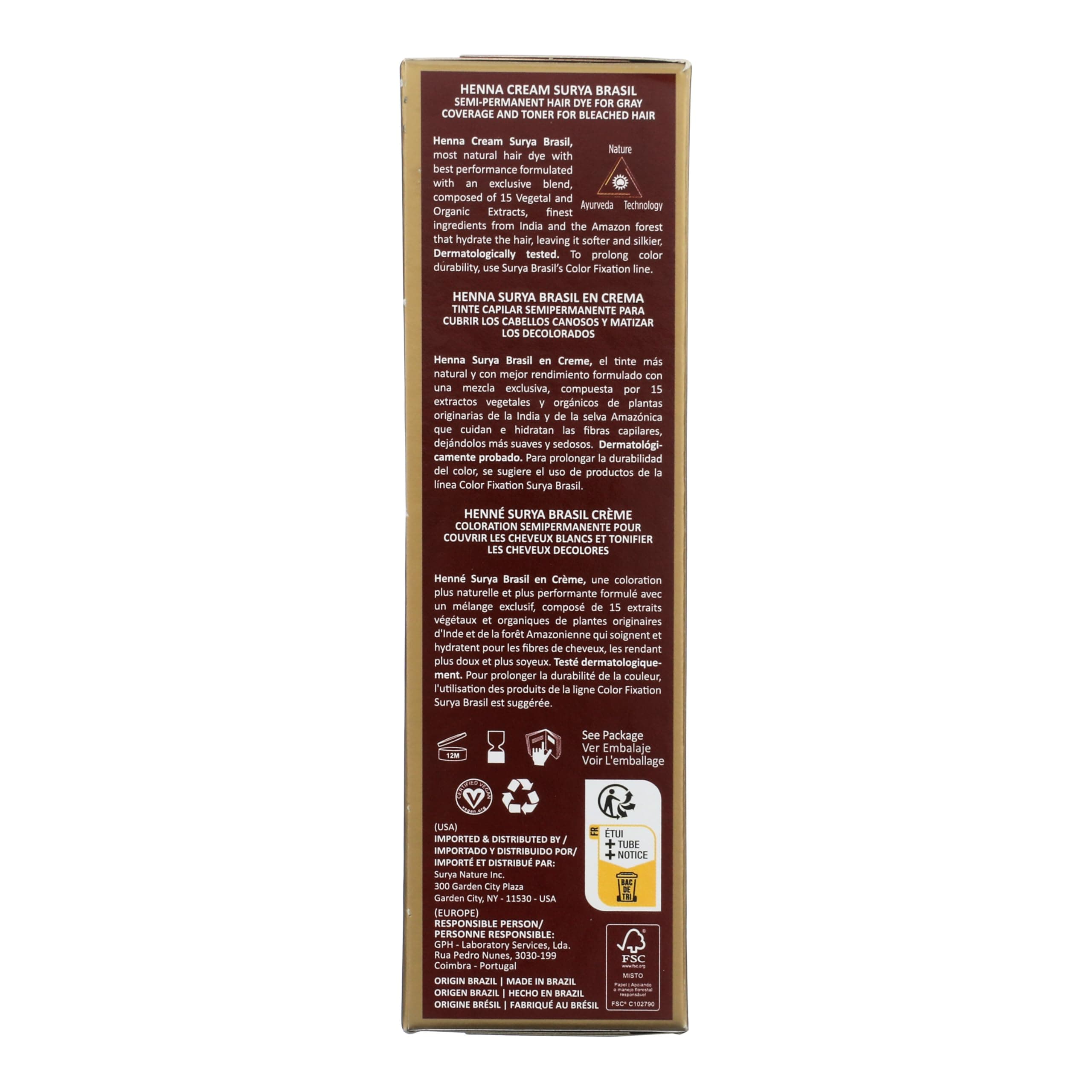 Surya Brasil Henna Cream Chocolate - 94% Natural Ingredients, Vegan, Cruelty-Free, Eco-Friendly, Semi-Permanent Hair Color, Deep Hydration & Shine, 2.37 Fl Oz thumbnail 3