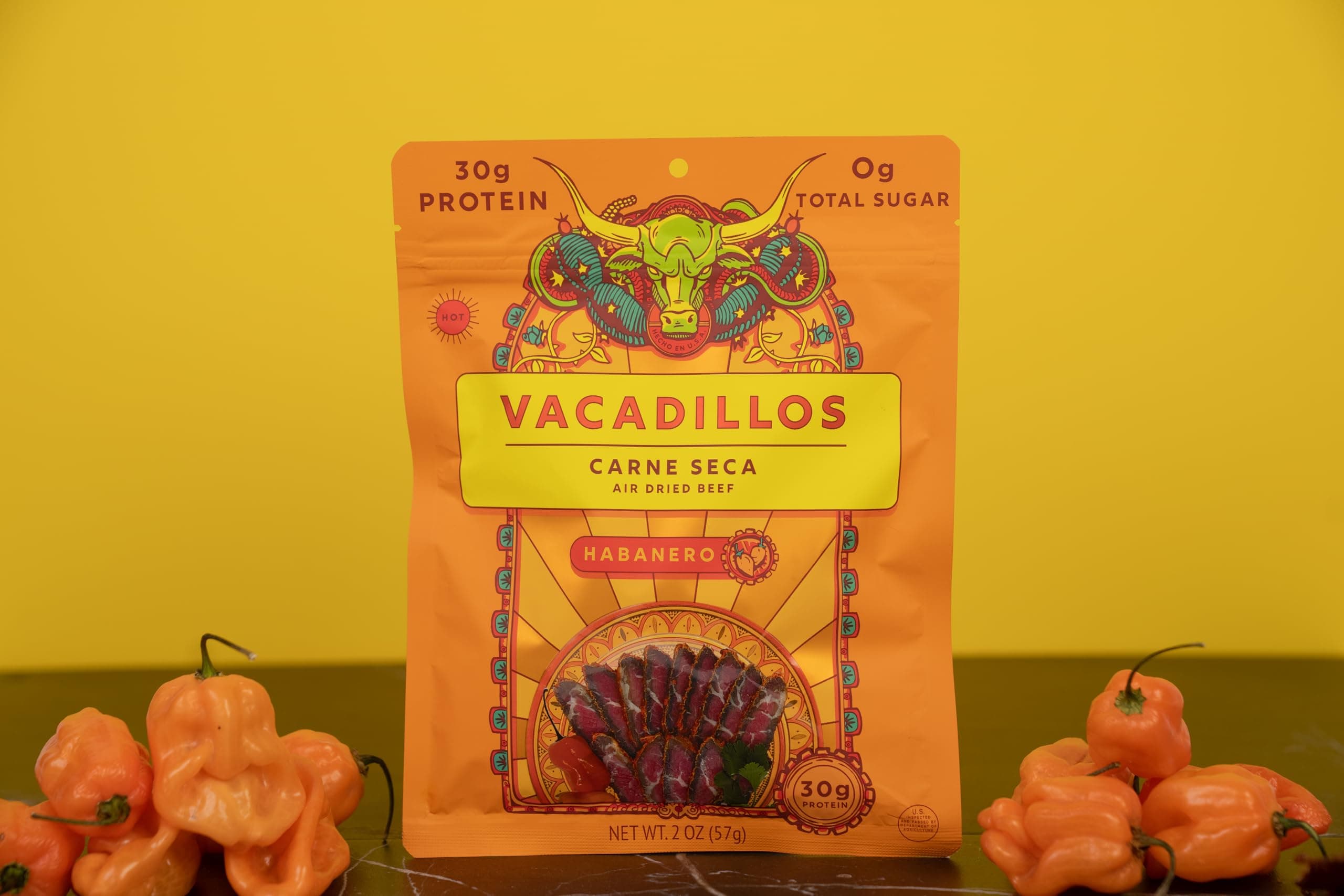 Vacadillos - High Protein Carne Seca | 30g Protein, Sugar Free, Carbs Free, Gluten Free, Dairy Free, Keto & Paleo Friendly | Mexican Inspired Beef Jerky Snack | Habanero, Pack Of 4 thumbnail 4