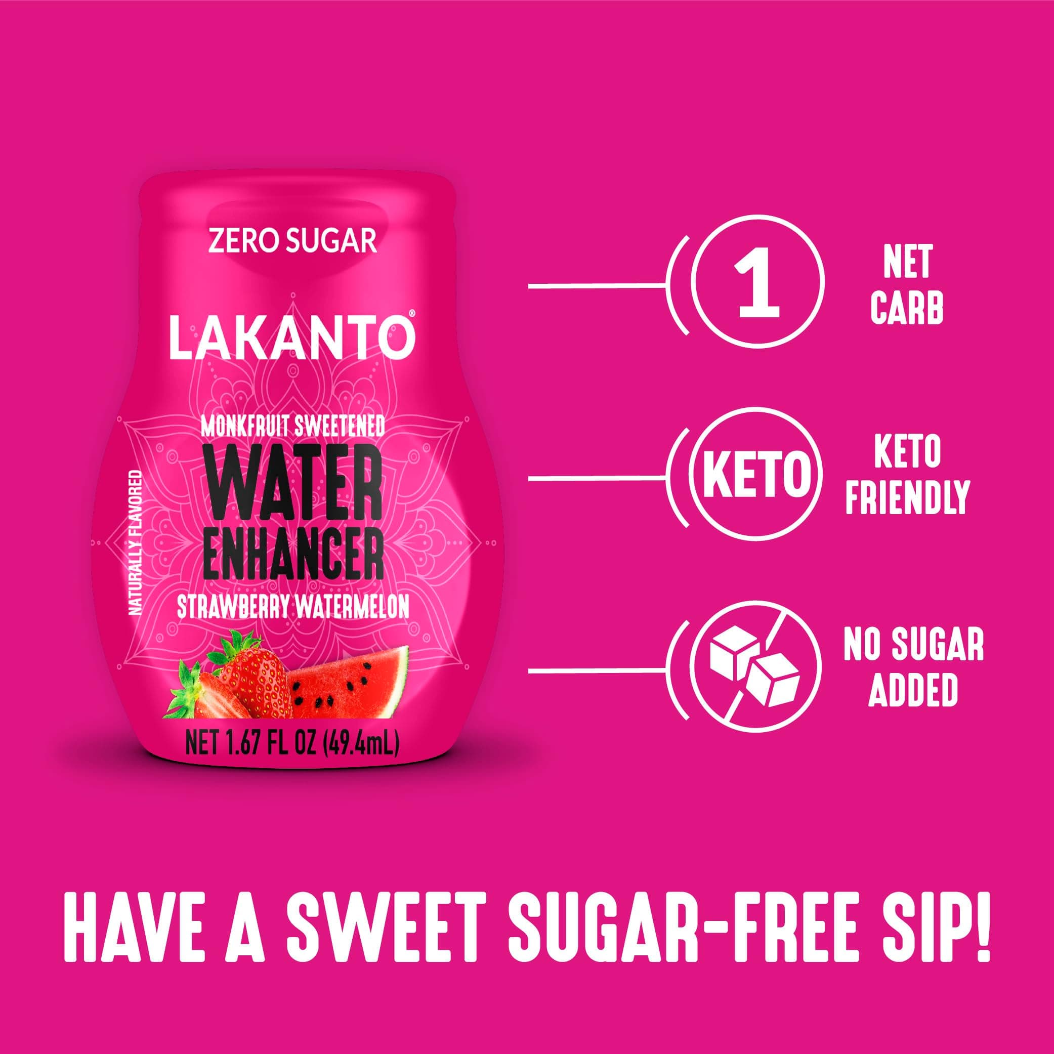 Lakanto Sugar Free Water Enhancer - Sweetened with Monk Fruit Sweetener and Erythritol, On the Go Liquid Hydration, Zero Sugar, Naturally Flavored - Strawberry Watermelon (1.67 fl oz - Pack of 1) thumbnail 4