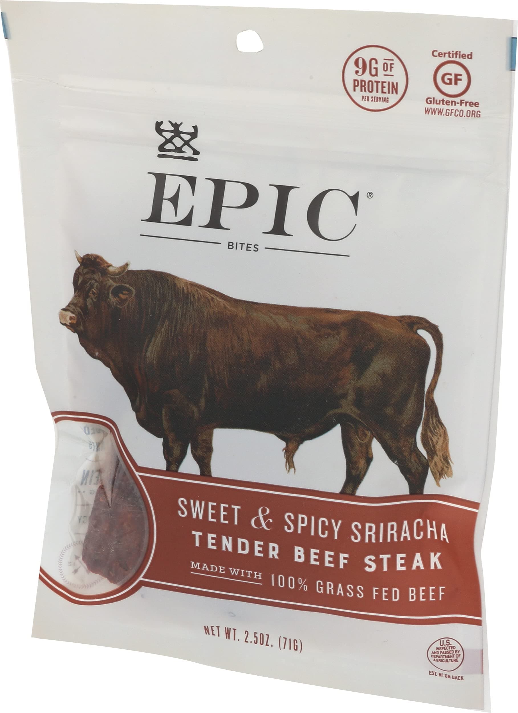 EPIC Sweet and Spicy Sriracha Beef Bites, Protein Snacks, Whole 30, 2.5 oz thumbnail 2