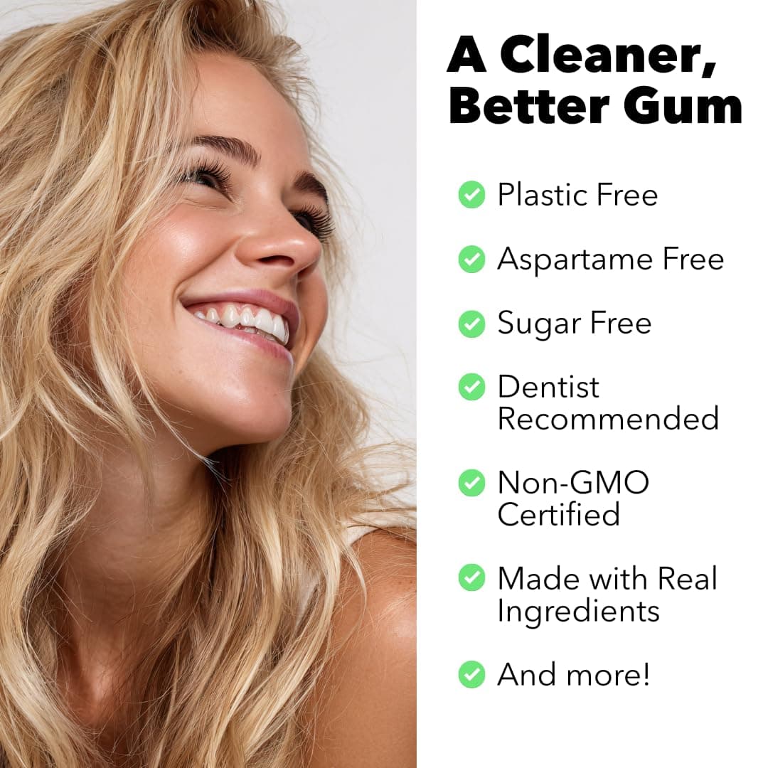 Refresh Gum, Sugar Free, Natural, Xylitol, Long Lasting Chewing Gum, Natural Flavors, Organic Ingredients, Plastic Free, Non GMO, Gluten Free, Vegan (Garden Mint) thumbnail 8