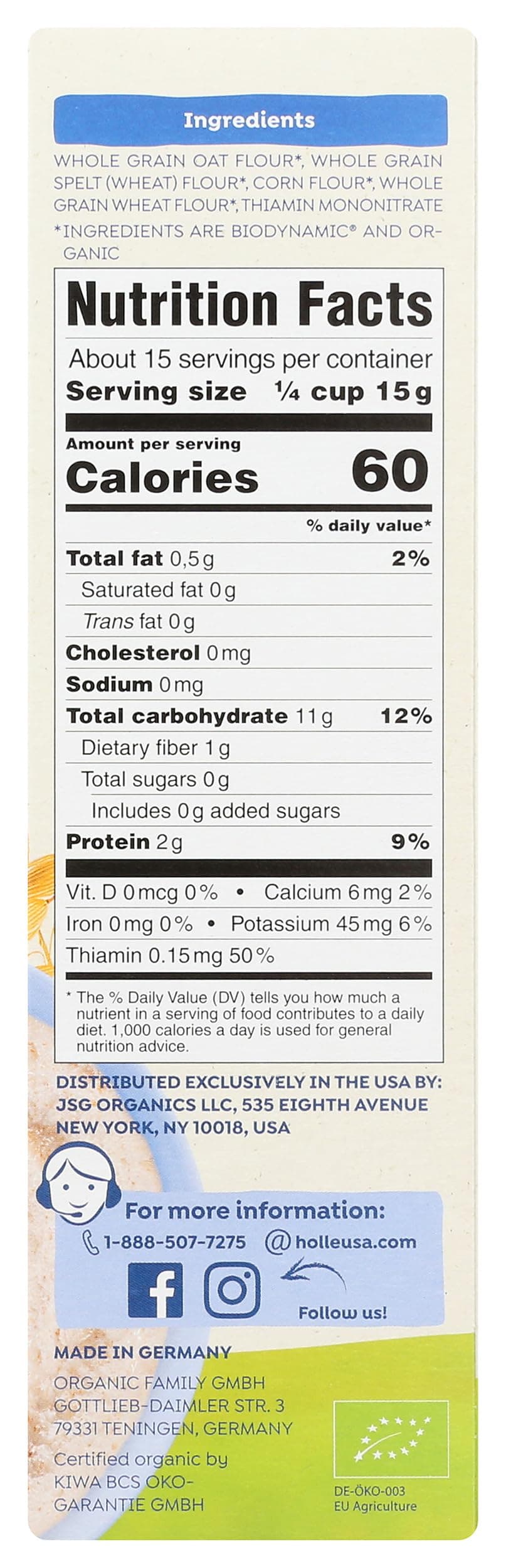 Holle, Cereal Wholegrain Four Grain Organic, 8 Ounce thumbnail 6