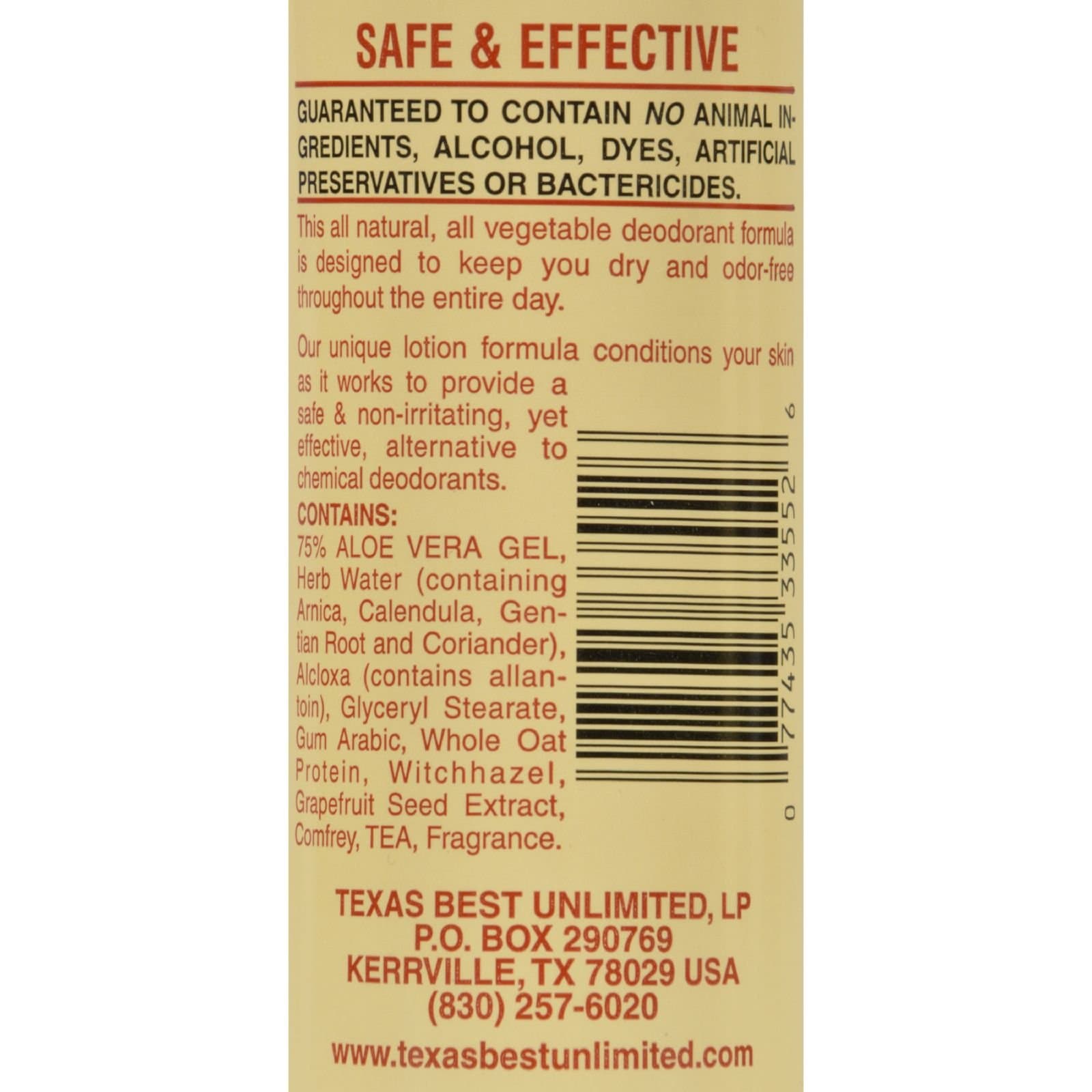 All Natural Roll-On Deodorant Aloe & Almonds 3 fl Ounce (89 ml) Liquid thumbnail 2