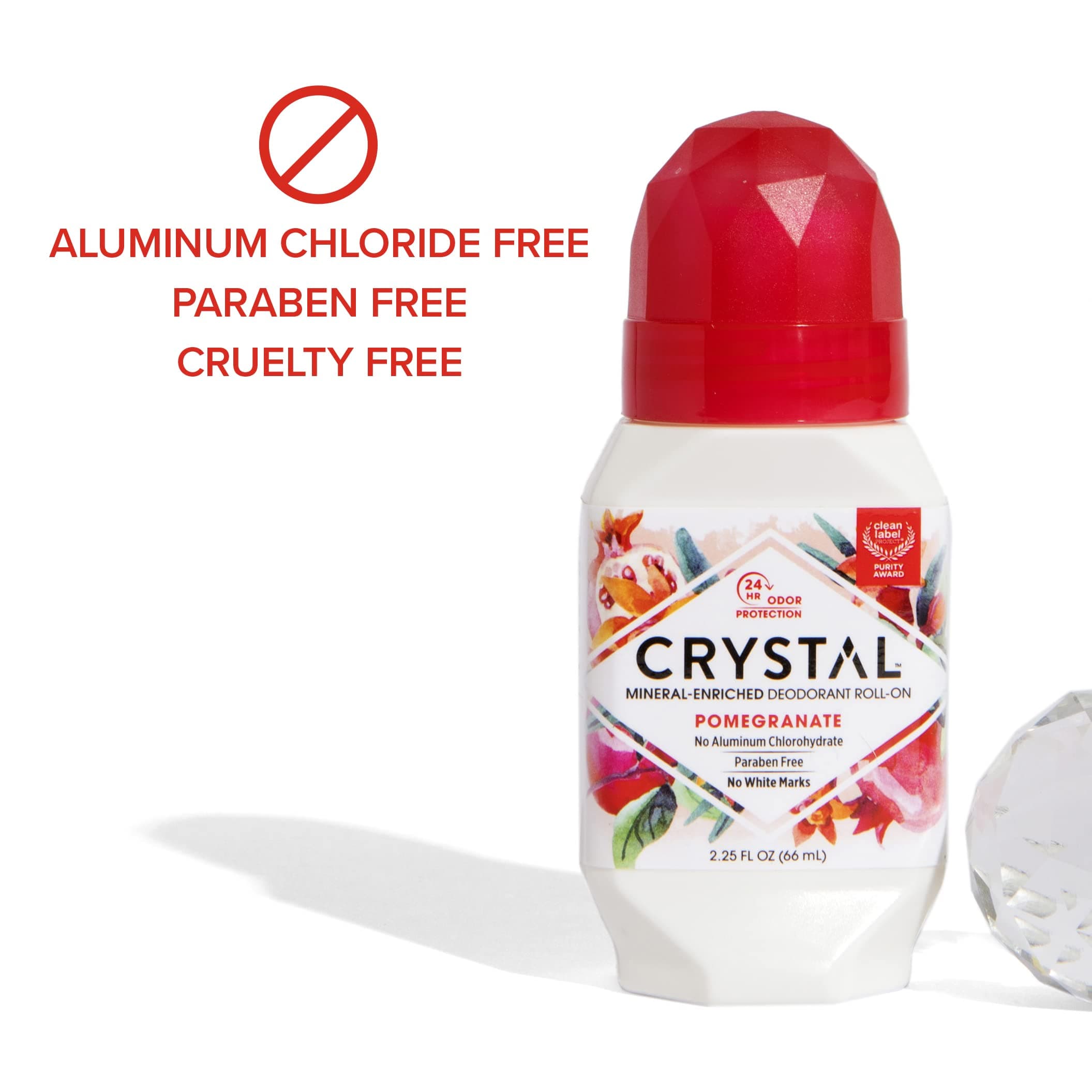 Crystal Mineral Deodorant Roll-On Body Deodorant With 24-Hour Odor Protection, Pomegranate, Non-Sticky Roll-On, Aluminium Chloride, 2.25 FL OZ - 3 pack thumbnail 4