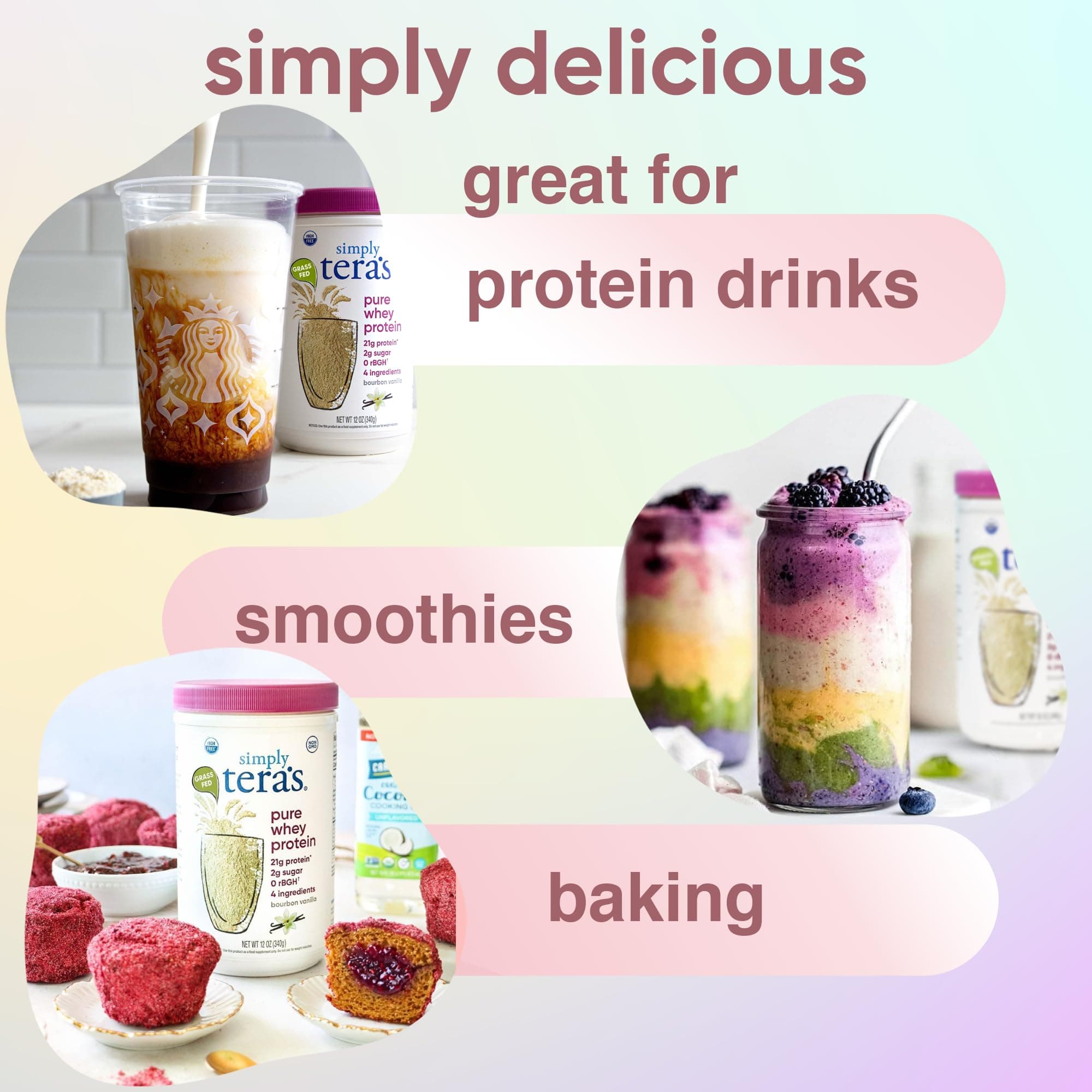simply tera's Pure Whey Protein Powder - Grass Fed Vanilla Whey Protein Powder, Clean, Made Without Artificial Sweeteners, Non-GMO, Kosher, rBGH-Free, Soy-Free - 24 Oz thumbnail 5