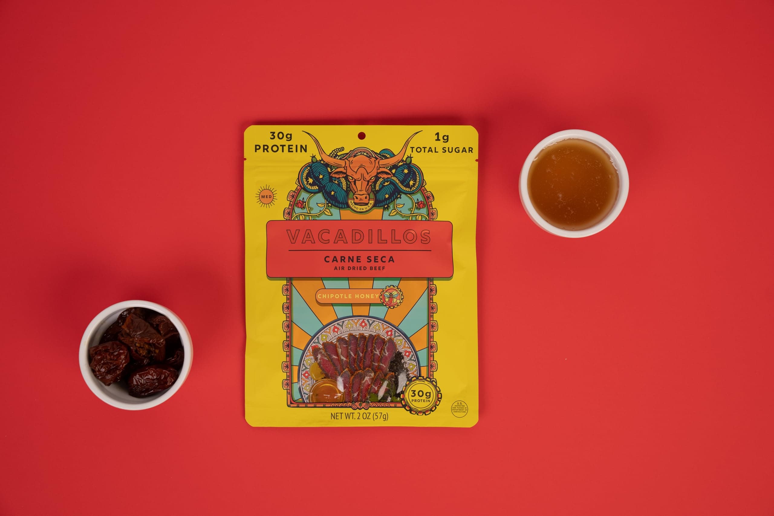 Vacadillos - High Protein Carne Seca | 30g Protein, Sugar Free, Carbs Free, Gluten Free, Dairy Free, Keto & Paleo Friendly | Mexican Inspired Beef Jerky Snack | Chipotle Honey, Pack Of 4 thumbnail 2