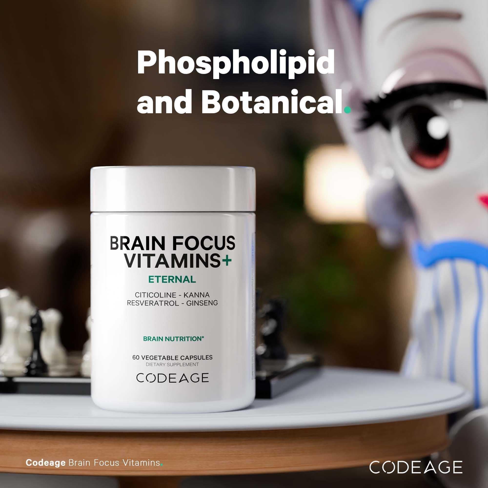Codeage Brain Focus Vitamins+ Nootropic Supplement with Citicoline as Cognizin, Panax Ginseng, Resveratrol, Gotu Kola, Vitamin B12 Methylcobalamin - Liposomal Delivery - Non-GMO - 60 Capsules thumbnail 5