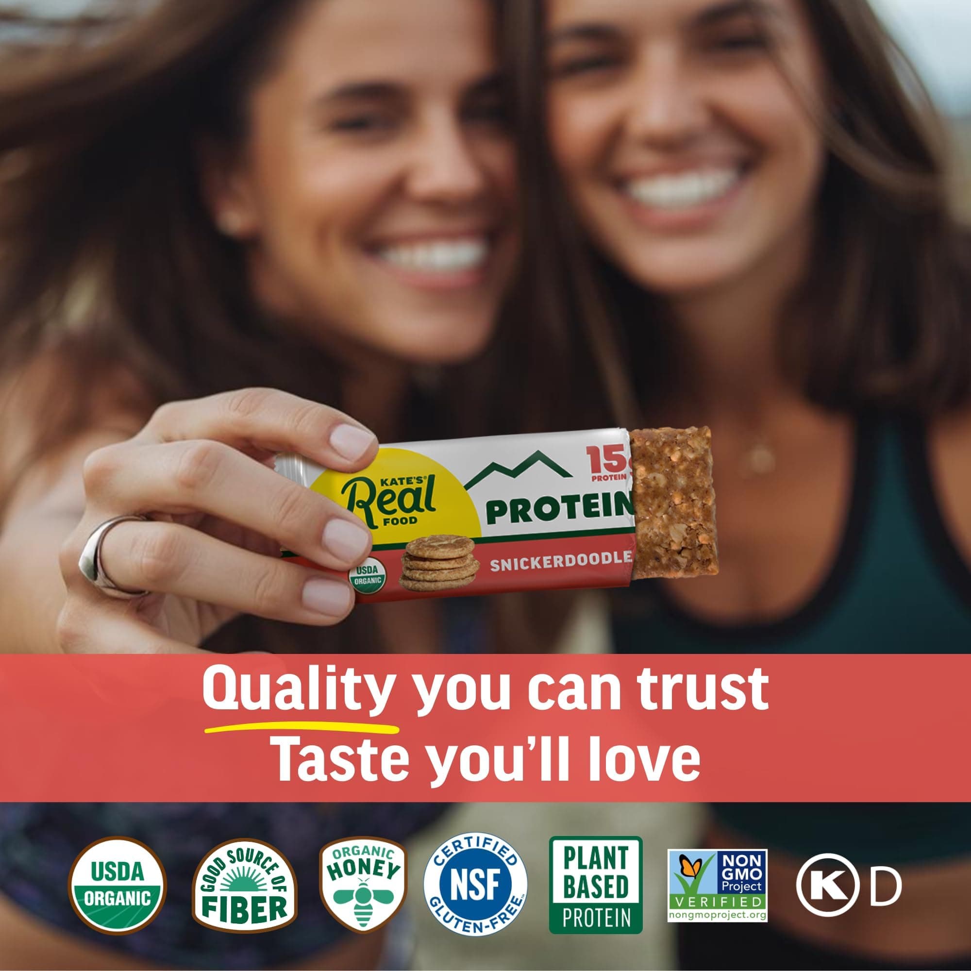 Kate’s Real Food Organic Protein Bars – (Snickerdoodle, 2.2 oz, Pack of 12) – Plant Based Protein Bars - Gluten Free, Soy Free, Non GMO, Whole Grains, and All Natural thumbnail 6