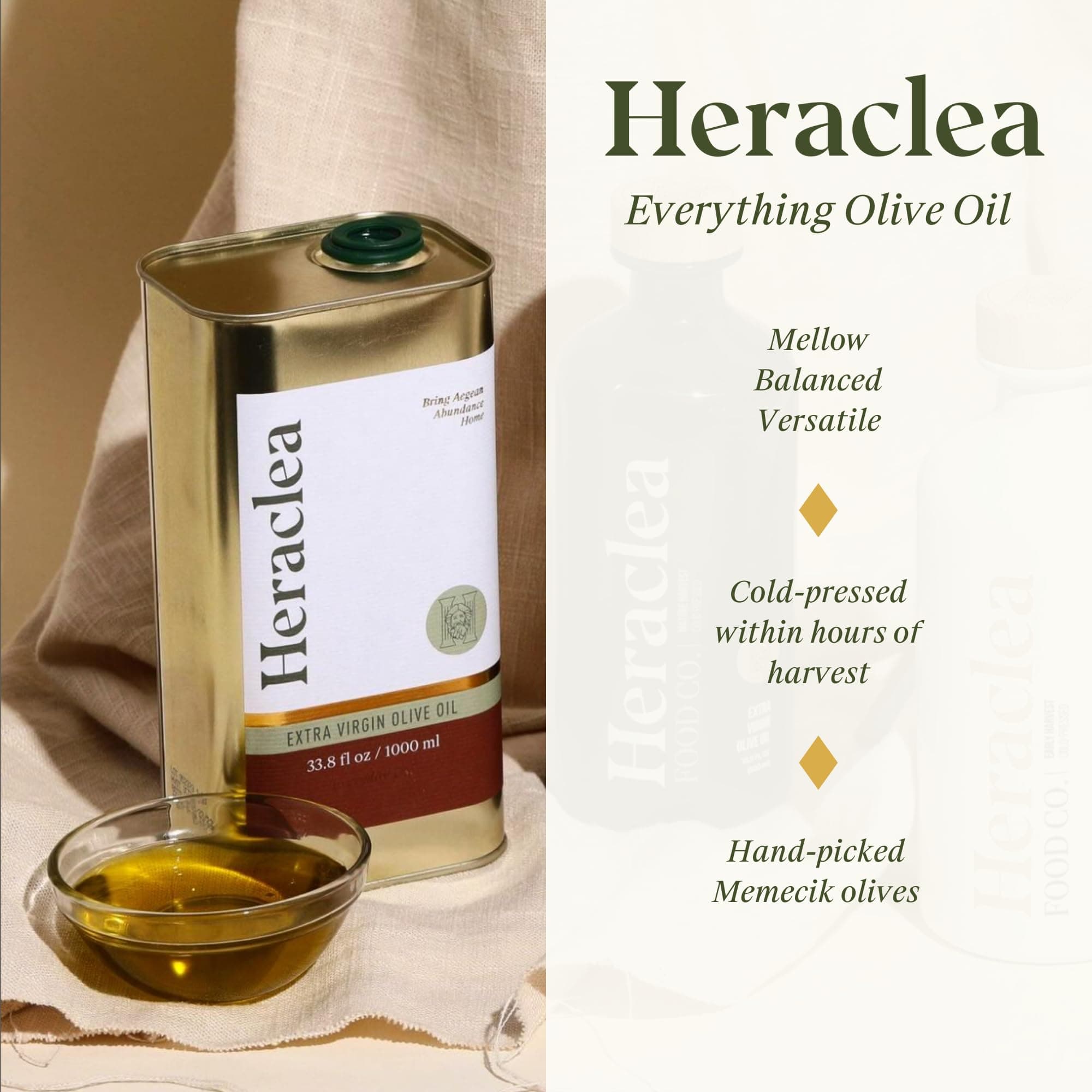 Heraclea - Everything Oil - Extra Virgin Olive Oil - Cold Pressed - Polyphenol Rich EVOO - 33.8oz Bottle thumbnail 4
