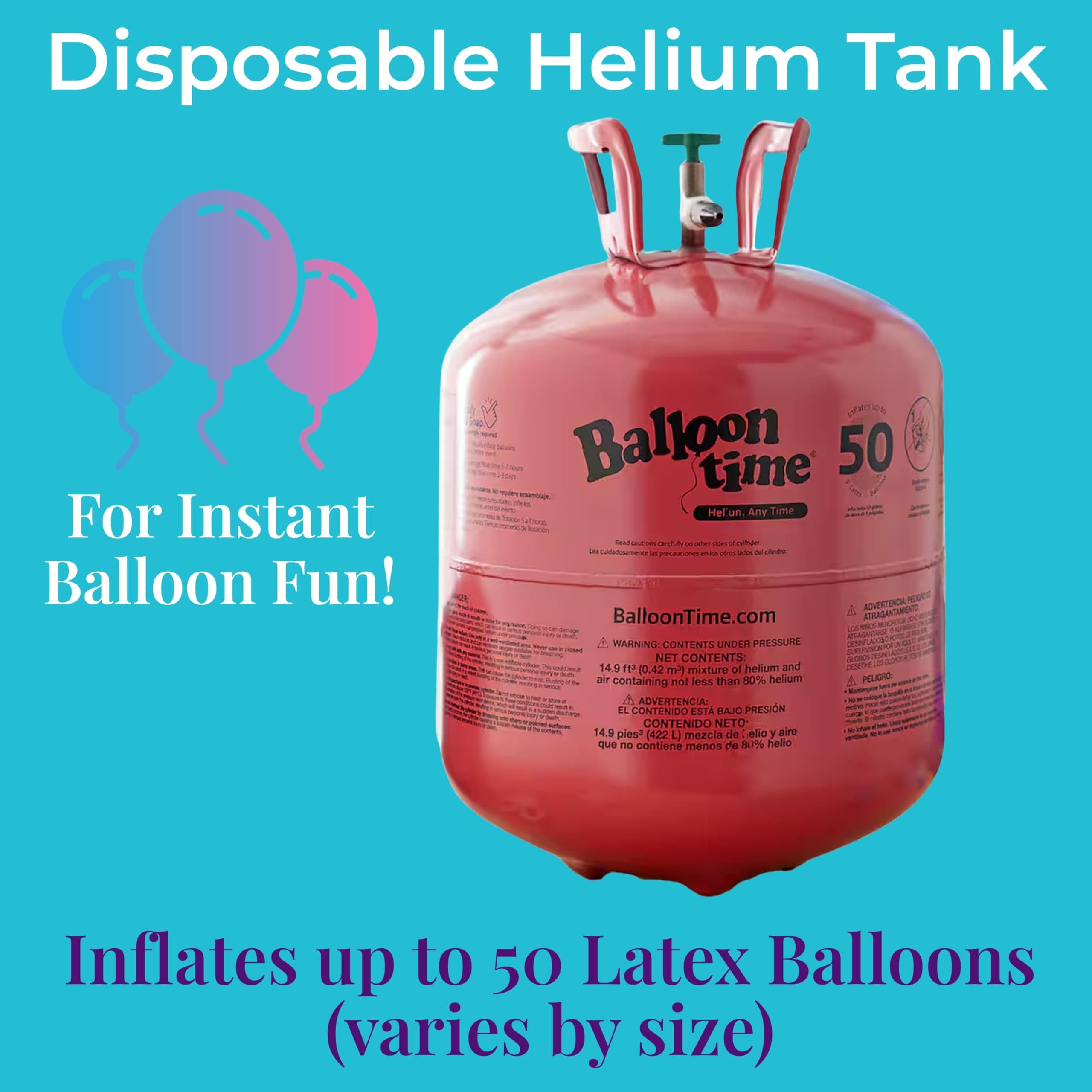 Helium Tank for Balloons At Home Disposable Helium Tank 14.9 cu.ft for Party, Birthday thumbnail 2