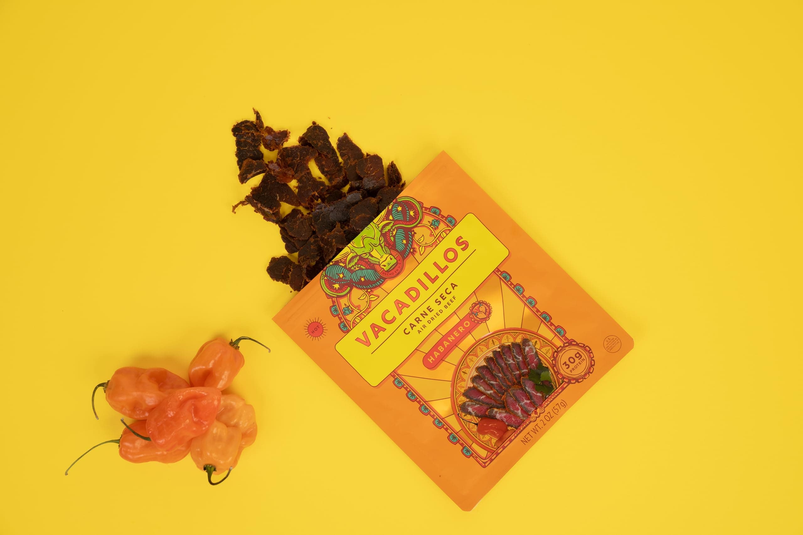 Vacadillos - High Protein Carne Seca | 30g Protein, Sugar Free, Carbs Free, Gluten Free, Dairy Free, Keto & Paleo Friendly | Mexican Inspired Beef Jerky Snack | Habanero, Pack Of 4 thumbnail 3