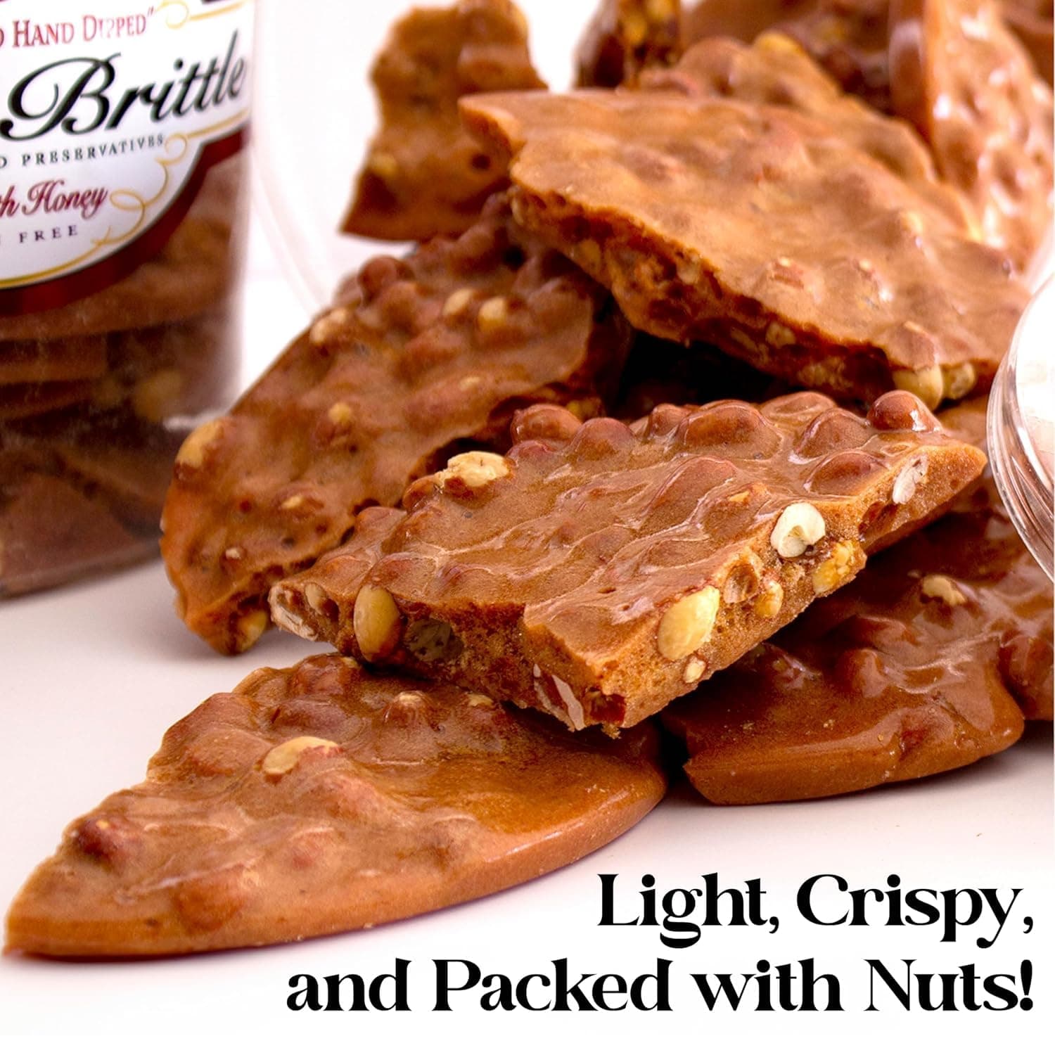 brittle-brittle Peanut Brittle Candy, Handmade Old Fashioned Peanut Brittle Made with Honey (0.75 Pound) thumbnail 5